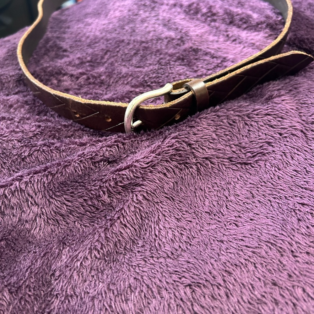 Brown Leather Belt with Silver Buckle